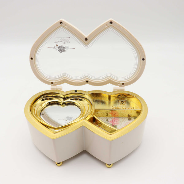 (Ready Stock) Amazthing Double Love Shape Music Box/ Kotak Musik with Dancer Birthday/Valentine Gift 双心形音乐盒 music random