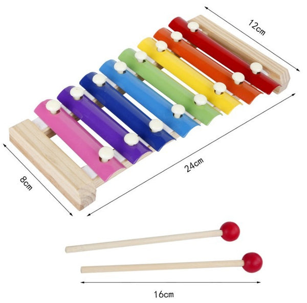 (Ready Stock) Amazthing 8 Notes Wooden Xylophone with 2 Wood Mallets Educational Toys Instrument 彩色木琴
