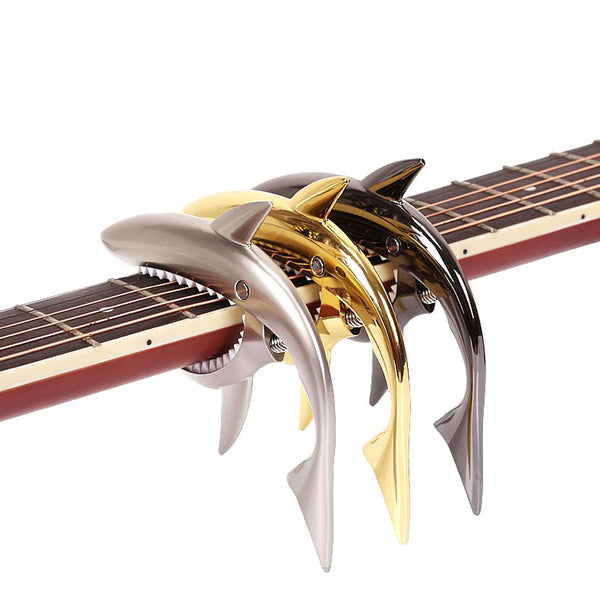 Ready Stock Amazthing Zinc Alloy Shark Shaped Capo | Quick Change Capo for Acoustic, Classical Guitar, Bass, Ukulele