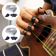 Ready Stock Amazthing Celluloid Guitar Finger Picks Set (4pcs Finger Picks, Metal Case) | Pick Jari Gitar