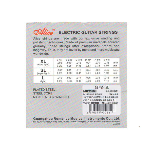 (Ready Stock) Alice A506-SL Electric Guitar String 1-6 strings Super Light 0.009-0.042 爱丽丝电吉他弦