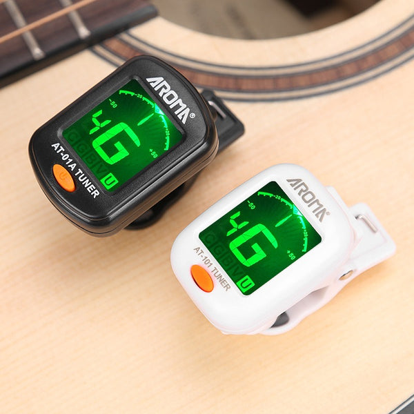 (Ready Stock) AROMA AT-101 Digital Rotatable Clip-on Tuner (Black) for Chromatic Guitar Bass Violin and Ukulele 调音器