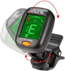 (Ready Stock) AROMA AT-101 Digital Rotatable Clip-on Tuner (Black) for Chromatic Guitar Bass Violin and Ukulele 调音器