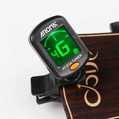 (Ready Stock) AROMA AT-101 Digital Rotatable Clip-on Tuner (Black) for Chromatic Guitar Bass Violin and Ukulele 调音器