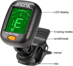 (Ready Stock) AROMA AT-101 Digital Rotatable Clip-on Tuner (Black) for Chromatic Guitar Bass Violin and Ukulele 调音器