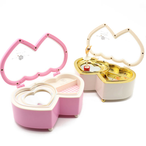 (Ready Stock) Amazthing Double Love Shape Music Box/ Kotak Musik with Dancer Birthday/Valentine Gift 双心形音乐盒 music random
