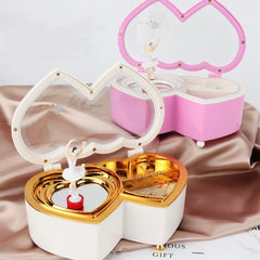 (Ready Stock) Amazthing Double Love Shape Music Box/ Kotak Musik with Dancer Birthday/Valentine Gift 双心形音乐盒 music random
