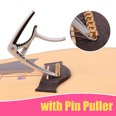 Ready Stock Amazthing 2 in 1 Metal Capo with Pin Puller for Guitar Ukulele | Quick Change Clamp Key