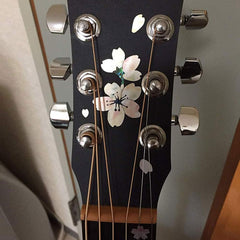 Ready Stock Amazthing Guitar/Ukulele Self Adhesive Sticker | Cherry Blossom Floral Cross Inlay Decals for Instrument