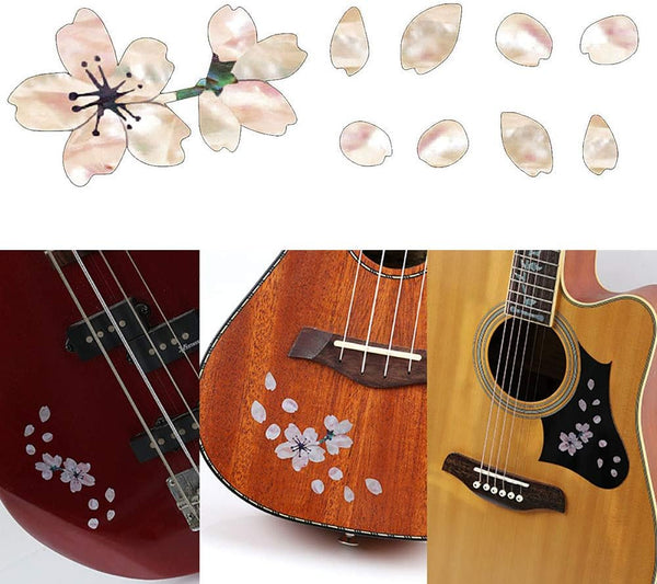 Ready Stock Amazthing Guitar/Ukulele Self Adhesive Sticker | Cherry Blossom Floral Cross Inlay Decals for Instrument