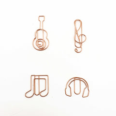 Amazthing 10pcs/set Rose Gold Music Style Paper Clip | Guitar Earphone Treble Clef Quaver | Music Stationery