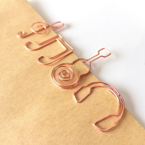 Amazthing 10pcs/set Rose Gold Music Style Paper Clip | Guitar Earphone Treble Clef Quaver | Music Stationery