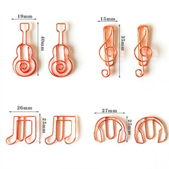 Amazthing 10pcs/set Rose Gold Music Style Paper Clip | Guitar Earphone Treble Clef Quaver | Music Stationery