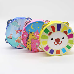 (Ready Stock) Amazthing 15cm Wooden Cartoon Tambourine or Rebana Percussion Instrument Musical Toy 铃鼓