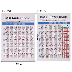 (Ready Stock) Amazthing Laminated Bass Guitar Chords Chart  (30cm x 22cm) Both Sides Printed 贝斯和弦图