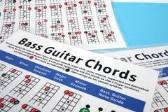 (Ready Stock) Amazthing Laminated Bass Guitar Chords Chart  (30cm x 22cm) Both Sides Printed 贝斯和弦图