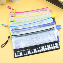 Amazthing Piano Design Pencil Case with Zipper | Music Note Keyboard Stationery Storage Bag  3 Colors