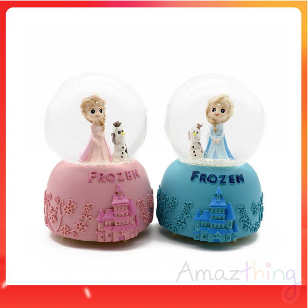 Ready Stock Amazthing Pink Blue Frozen Princess Elsa Snow Globe | Crystal Ball Music Box 冰雪奇缘水晶球音乐盒