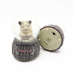 Ready Stock Amazthing Grey Cat Snow Globe | Crystal Ball Music Box 猫咪水晶球音乐盒