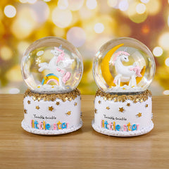 Ready Stock Amazthing White Unicorn Snow Globe | Crystal Ball Music Box 独角兽水晶球音乐盒