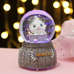 Ready Stock Amazthing Grey Cat Snow Globe | Crystal Ball Music Box 猫咪水晶球音乐盒