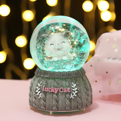 Ready Stock Amazthing Grey Cat Snow Globe | Crystal Ball Music Box 猫咪水晶球音乐盒