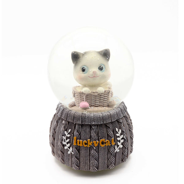 Ready Stock Amazthing Grey Cat Snow Globe | Crystal Ball Music Box 猫咪水晶球音乐盒