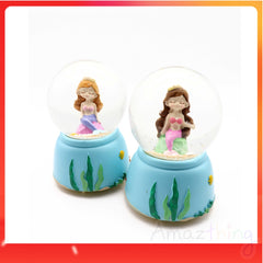 Ready Stock Amazthing Blue Mermaid Snow Globe | Crystal Ball Music Box 美人鱼水晶球音乐盒