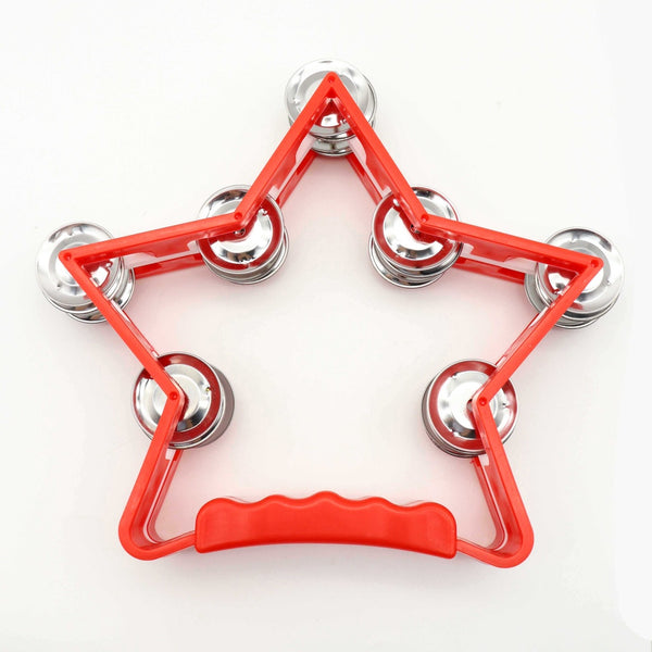 Ready Stock Amazthing Star Shape Handheld Tambourine with Handle Grip | Double Row Metal Jingles KTV Tambourine 星形铃鼓