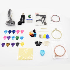 Ready Stock Amazthing Guitar Accessories Kit | Capo, Finger Picks, Cleaning Cloth, Tuner, Bridge Pins, Strings, Hook